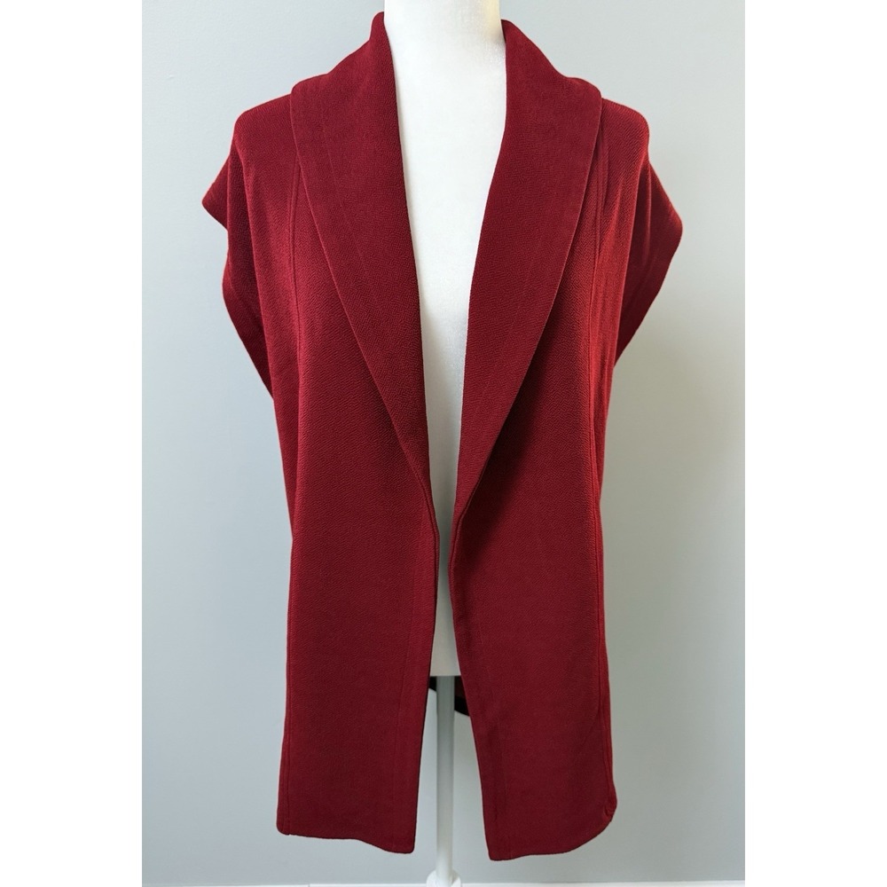 Soft Surroundings Mesa Oversized Long Side Button Knit Open Vest Red Size S